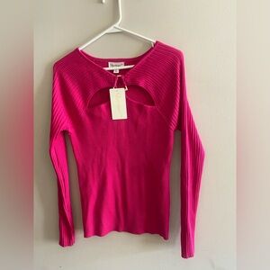 Questions Stylish Pink  Sweater Blouse for Effortless Elegance Size XL NWT